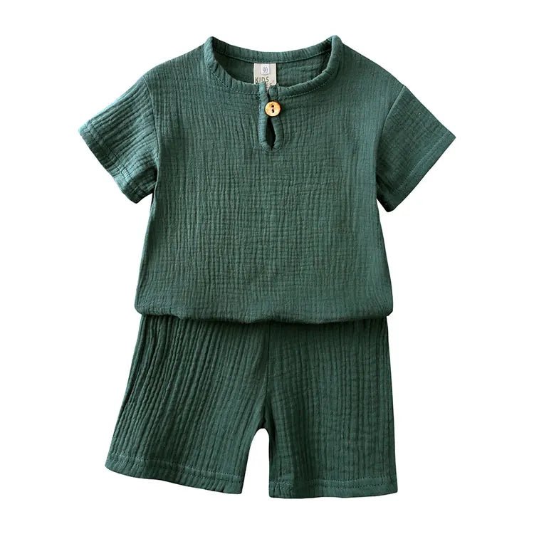 Ensemble Été Enfant Coton 2 Pièces — T-Shirt Manches Courtes & Short, Unisexe 2-7 Ans