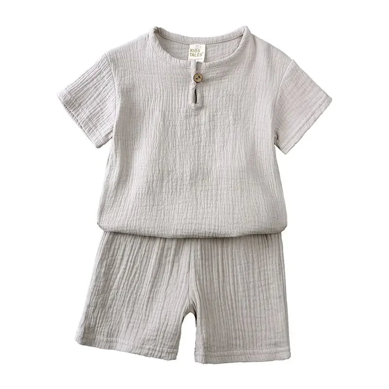 Ensemble Été Enfant Coton 2 Pièces — T-Shirt Manches Courtes & Short, Unisexe 2-7 Ans