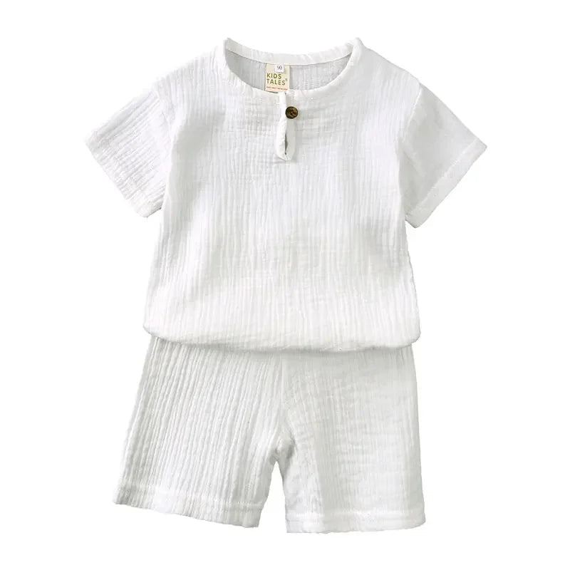 Ensemble Été Enfant Coton 2 Pièces — T-Shirt Manches Courtes & Short, Unisexe 2-7 Ans