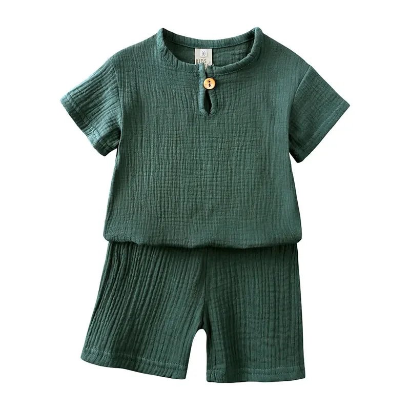 Ensemble Été Enfant Coton 2 Pièces — T-Shirt Manches Courtes & Short, Unisexe 2-7 Ans