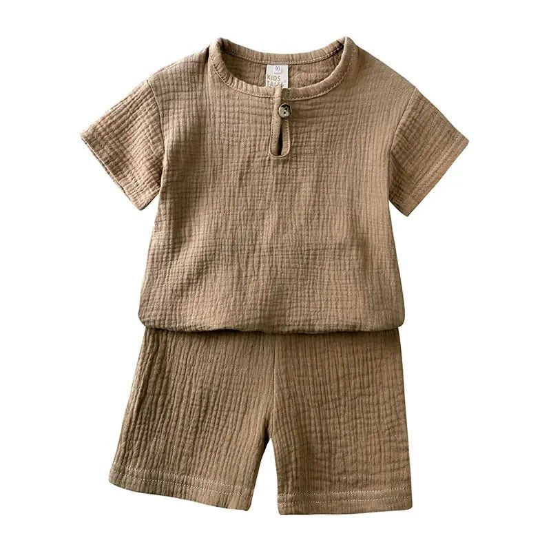 Ensemble Été Enfant Coton 2 Pièces — T-Shirt Manches Courtes & Short, Unisexe 2-7 Ans