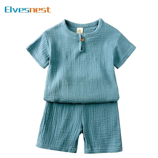 Ensemble Été Enfant Coton 2 Pièces — T-Shirt Manches Courtes & Short, Unisexe 2-7 Ans