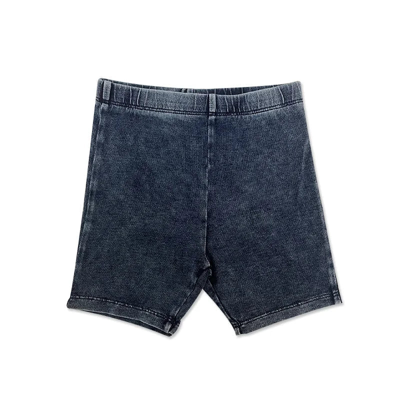 Ensemble jean bébé — Top & Pantalon Denim Tricoté Été | Fille & Garçon | Patches Rouges