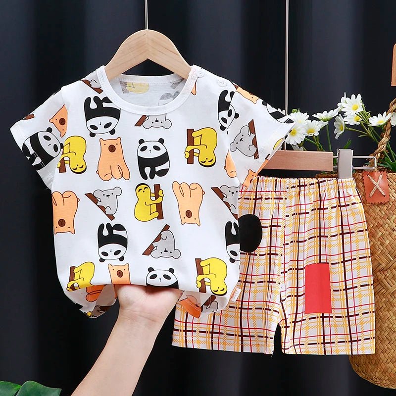 Ensemble T-Shirt & Short Bébé Été – Coton Cartoon Garçon & Fille | Tenue Casual Enfant