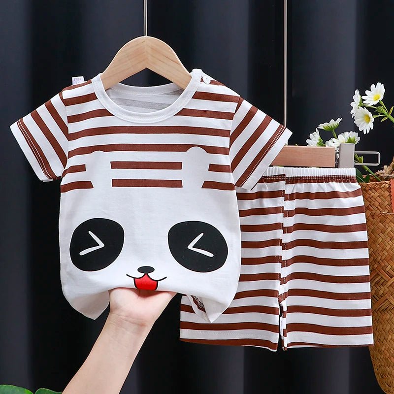 Ensemble T-Shirt & Short Bébé Été – Coton Cartoon Garçon & Fille | Tenue Casual Enfant