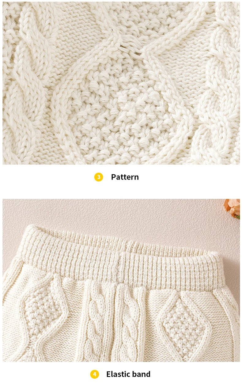 Ensemble Tricot Bébé 2 Pièces — Cardigan Coton Manches Longues & Pantalon, Unisexe 0-18 Mois