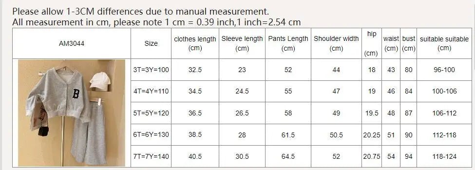 Ensemble Vêtements Fille 2 Pièces — Veste & Pantalon Sport Coton, 3-7 Ans