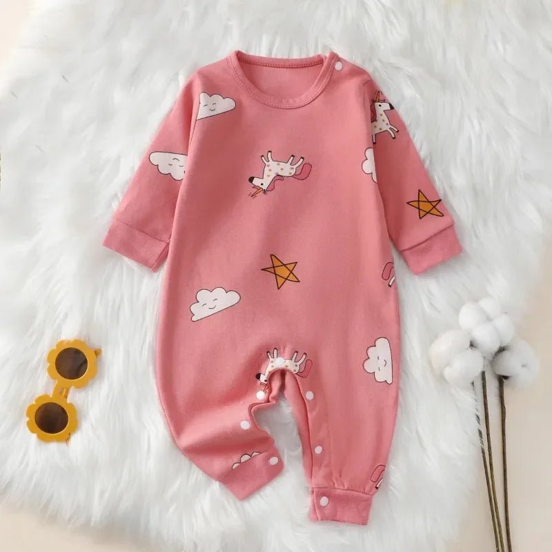 Grenouillère Bébé 100% Coton Manches Longues – Body Nouveau-Né Garçon & Fille 0-18 Mois Printemps Automne