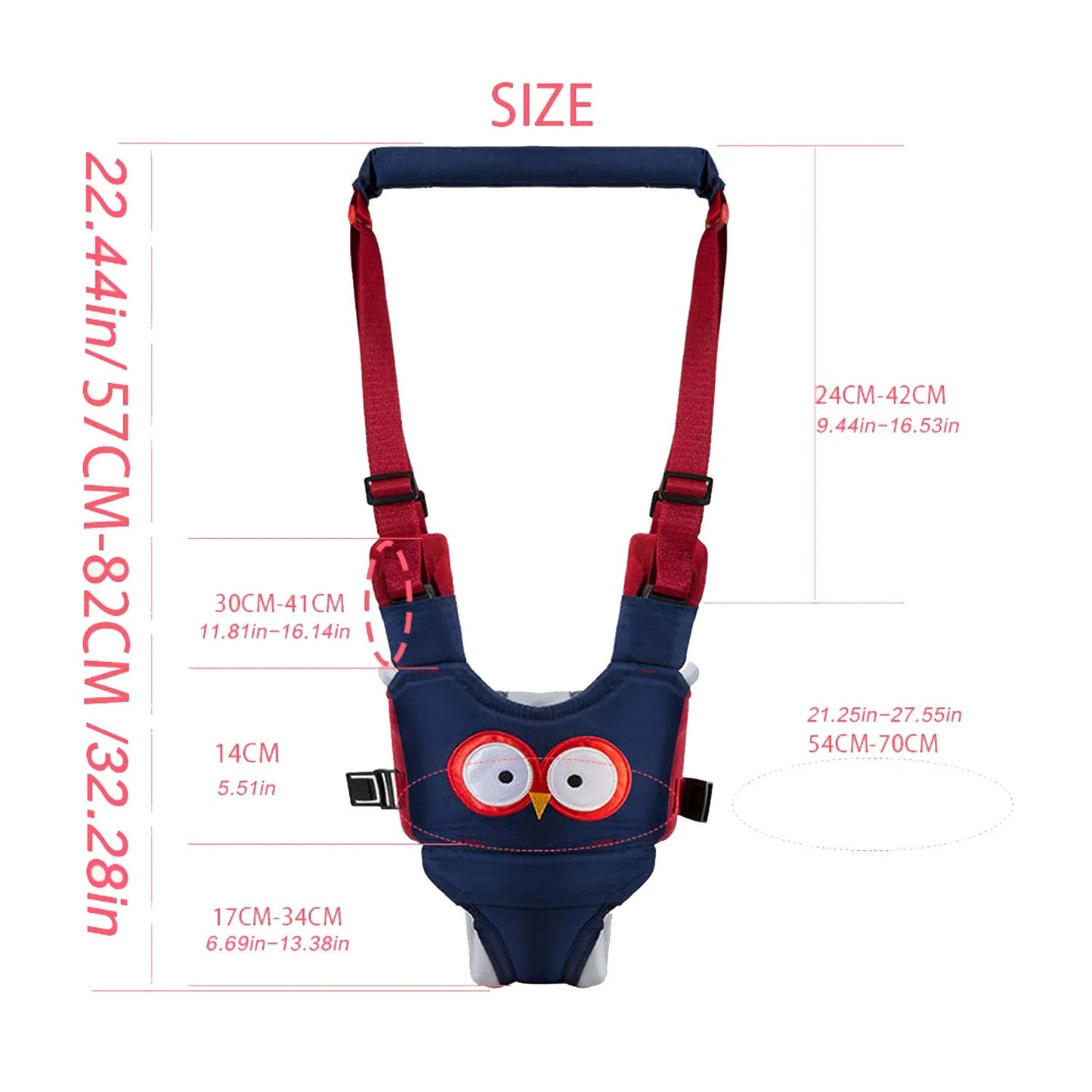 Harnais Apprentissage Marche Bébé Détachable – Aide à la Marche Sécurisée 6-24 Mois | Rose, Chouette & Chocolat