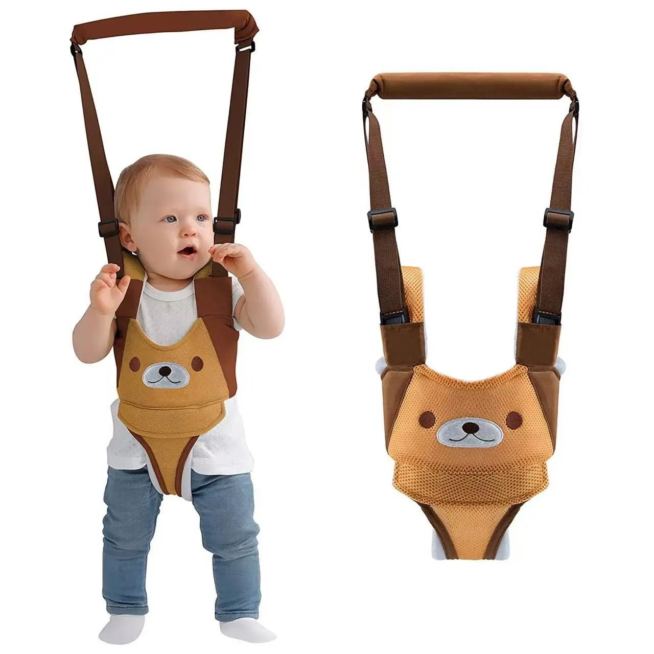 Harnais Apprentissage Marche Bébé Détachable – Aide à la Marche Sécurisée 6-24 Mois | Rose, Chouette & Chocolat