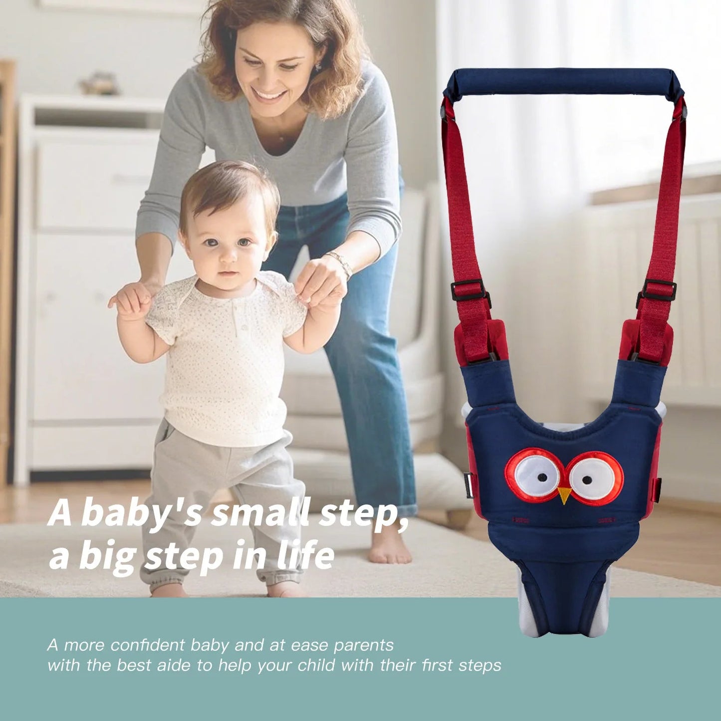 Harnais Apprentissage Marche Bébé Détachable – Aide à la Marche Sécurisée 6-24 Mois | Rose, Chouette & Chocolat