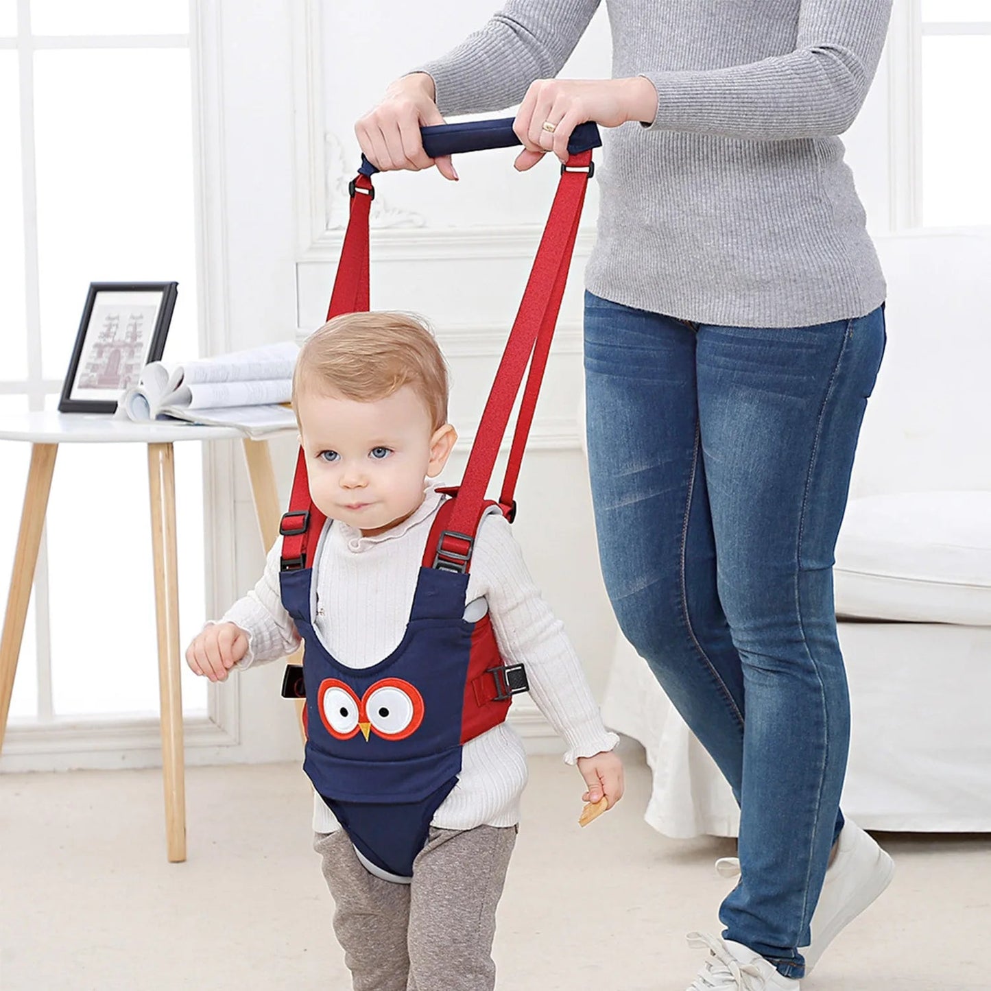 Harnais Apprentissage Marche Bébé Détachable – Aide à la Marche Sécurisée 6-24 Mois | Rose, Chouette & Chocolat
