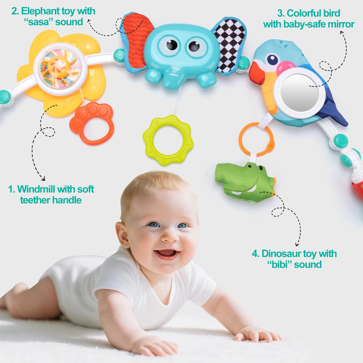 Jouet À Suspendre Bébé Poussette & Siège Auto – Spirale D’Activité Éveil Sensoriel