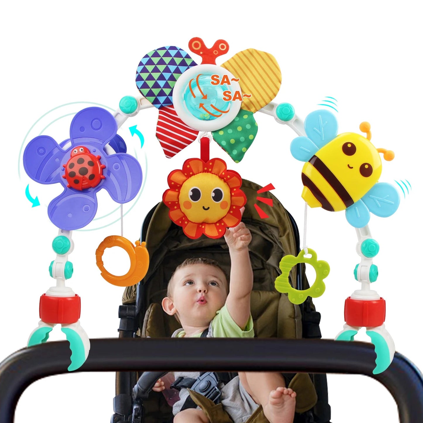 Baby Pram & Car Seat Hanging Toy – Sensory Awakening Activity Spiral