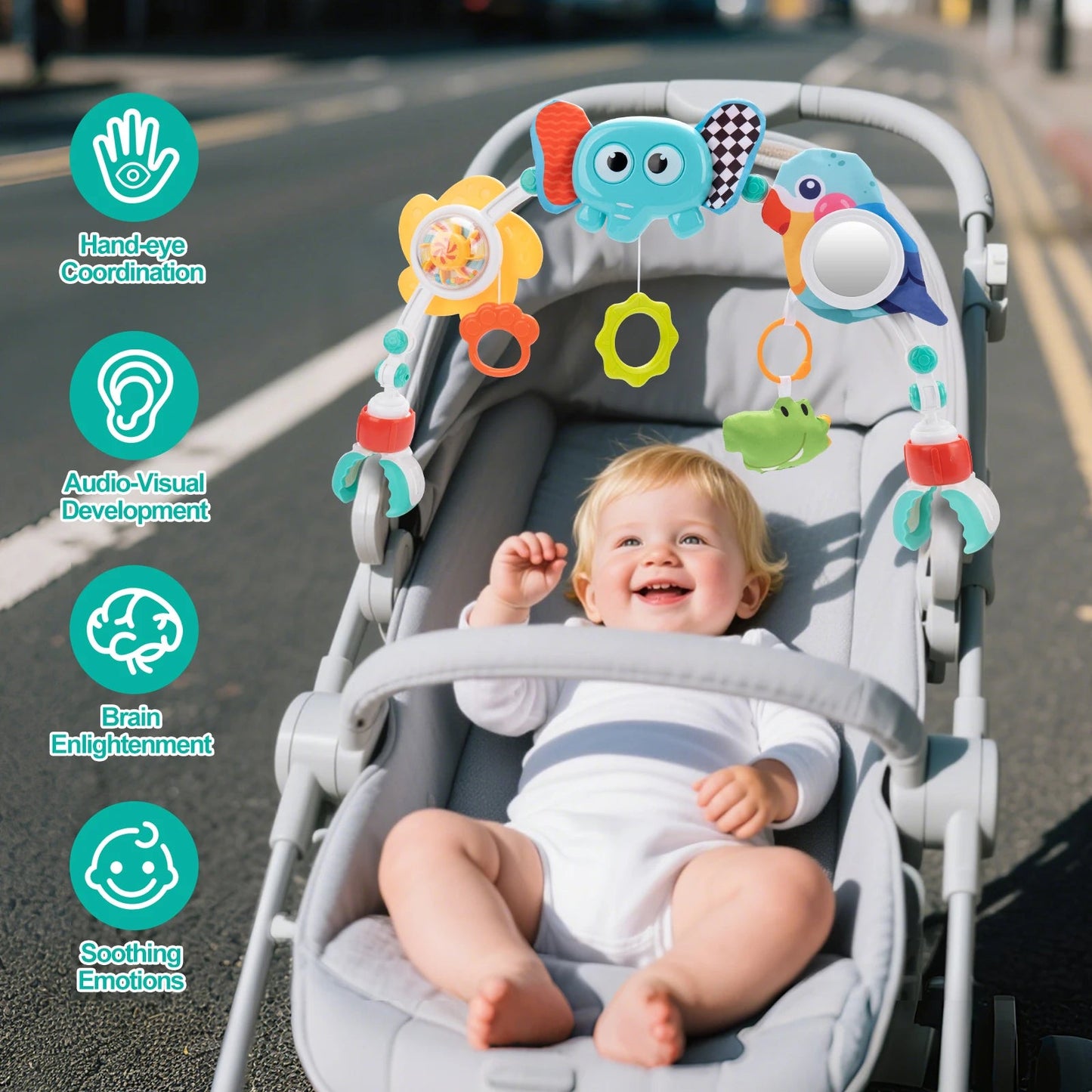 Baby Pram & Car Seat Hanging Toy – Sensory Awakening Activity Spiral