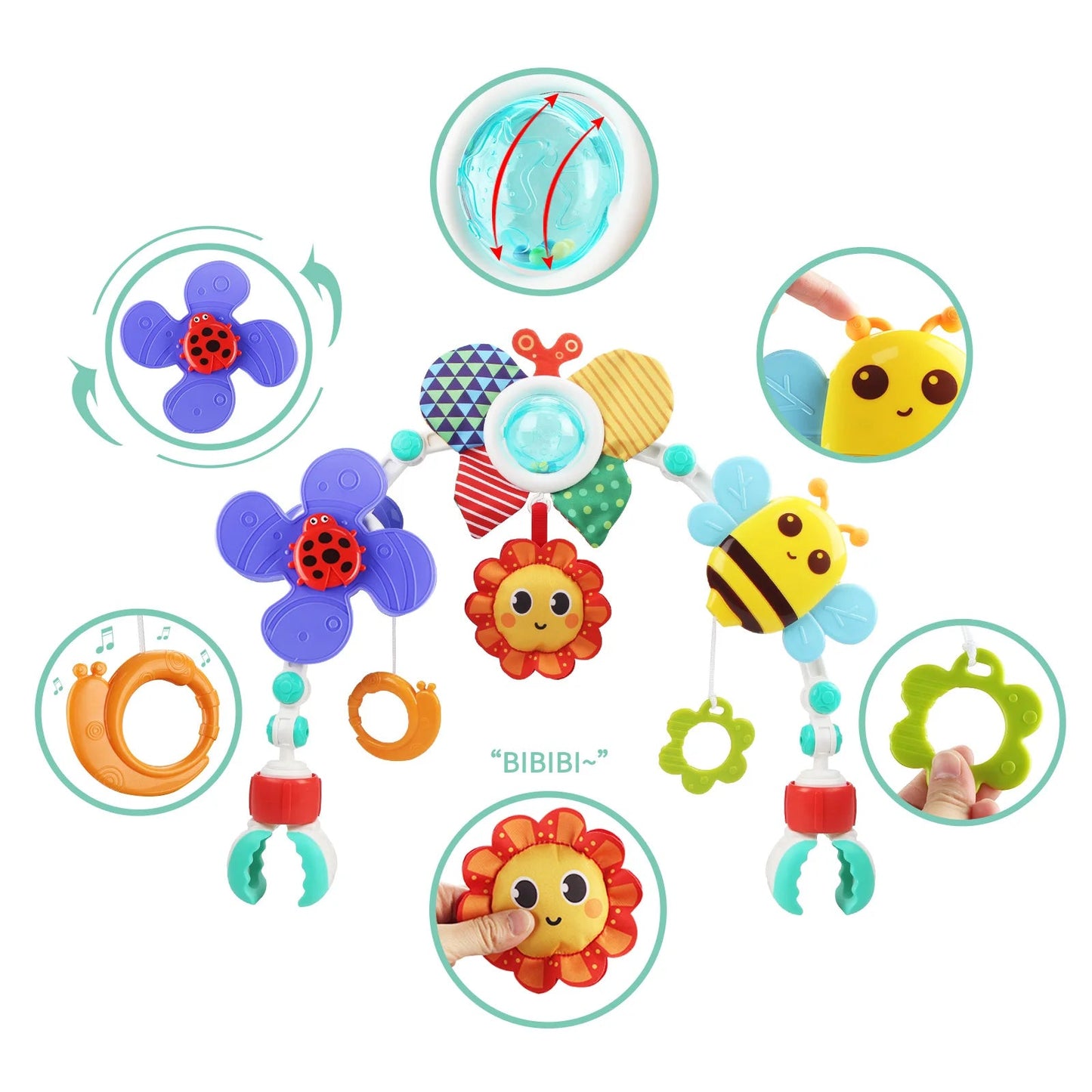 Baby Pram & Car Seat Hanging Toy – Sensory Awakening Activity Spiral
