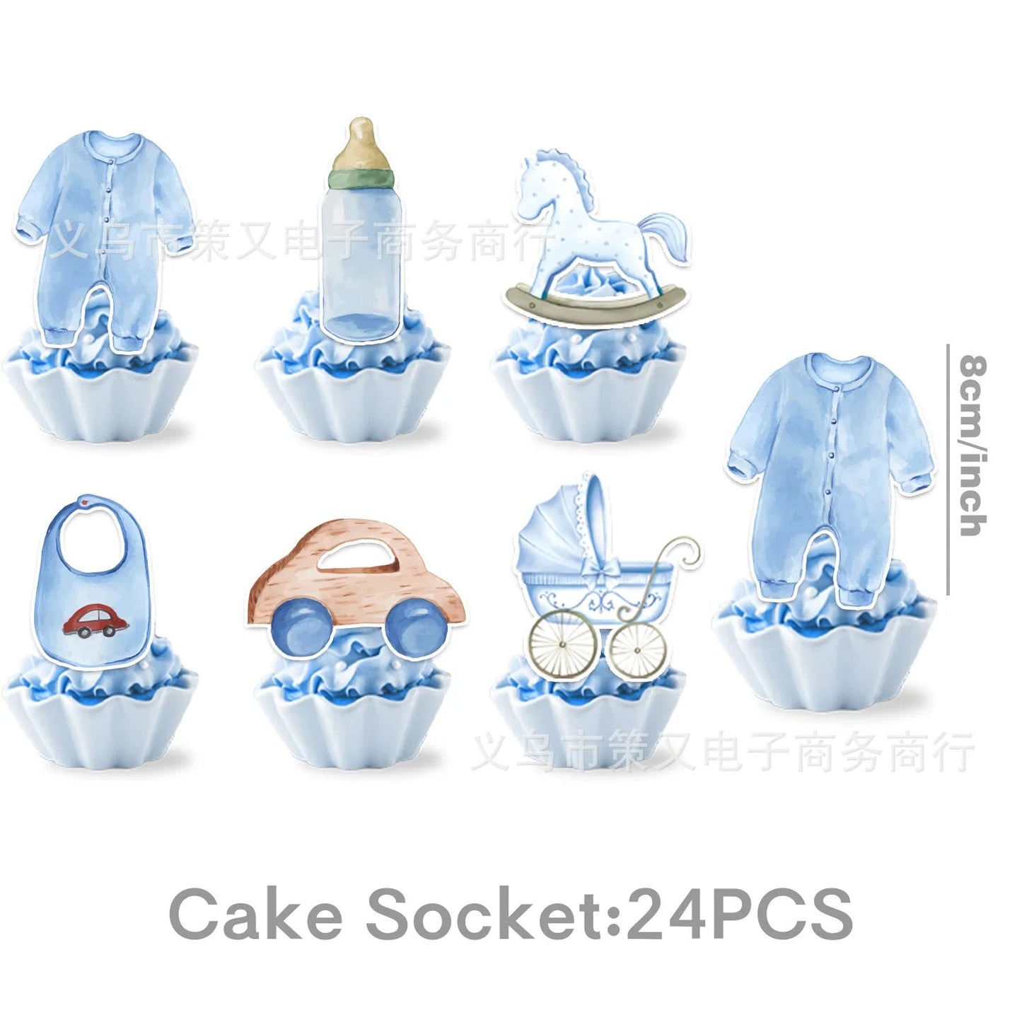 Blue Baby Shower Decoration Kit for Boys – Banner, Balloons, Garland & Cake Topper