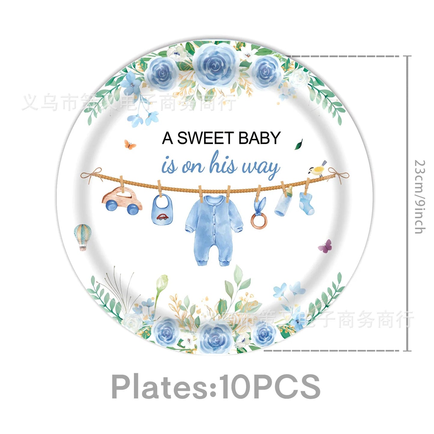 Blue Baby Shower Decoration Kit for Boys – Banner, Balloons, Garland & Cake Topper