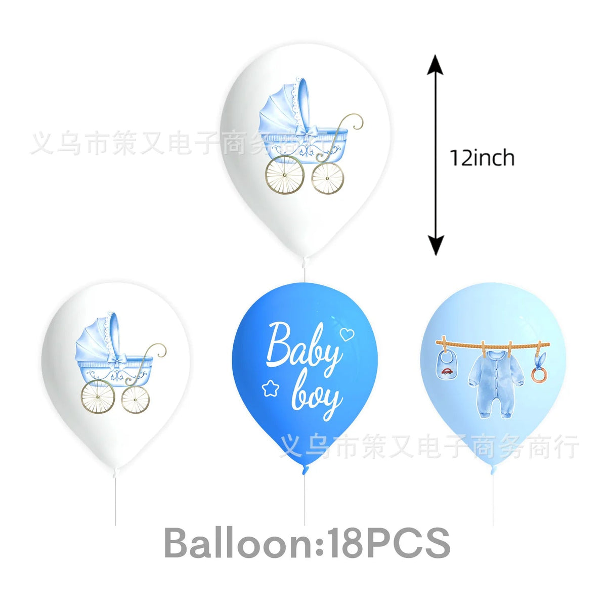 Kit Décoration Baby Shower Garçon Bleu – Bannière, Ballons, Guirlande & Cake Topper