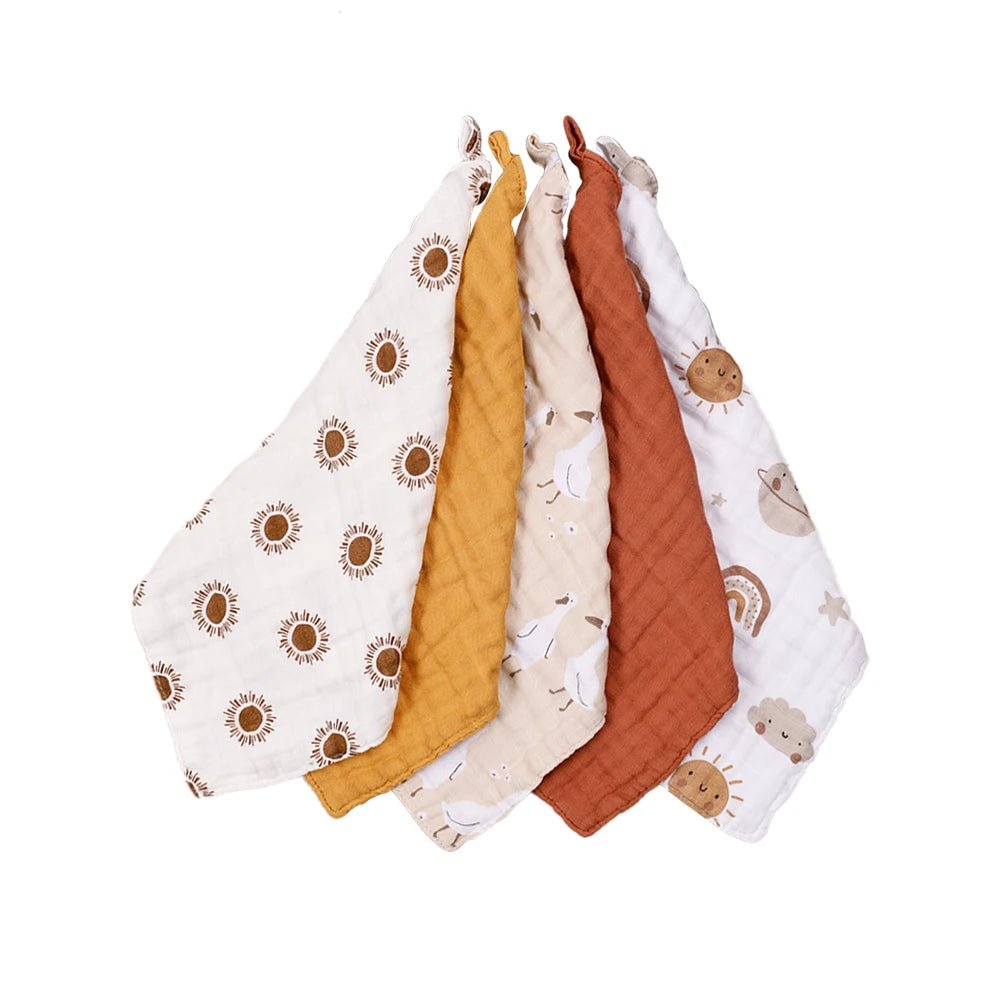Lange bébé bambou — Lot 5 Mousseline Coton Bio Multifonction | Bavoir Couverture Lange Nouveau-né