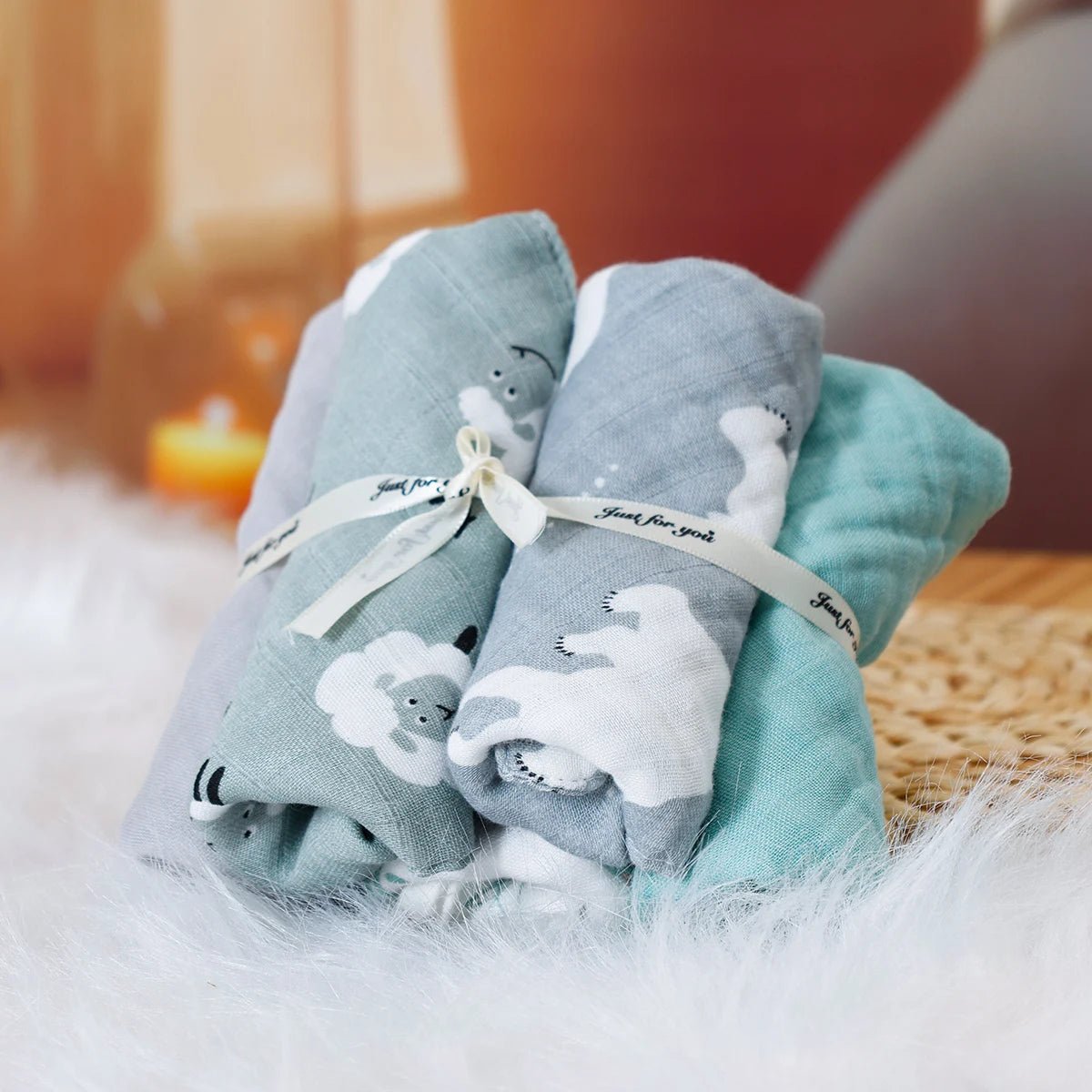 Lange bébé bambou — Lot 5 Mousseline Coton Bio Multifonction | Bavoir Couverture Lange Nouveau-né