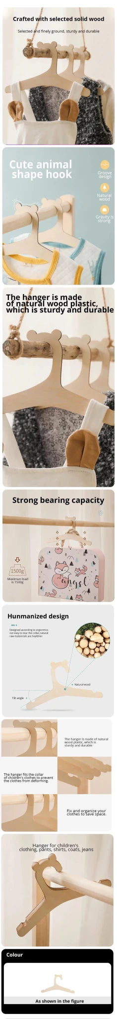 Lot 10 Cintres en Bois Bébé & Enfant – Rangement Vêtements Chambre Nursery | Cadeau Naissance