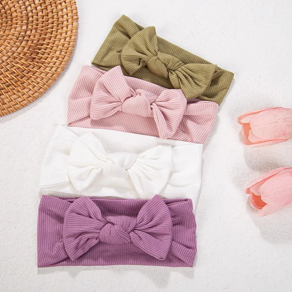 Lot 3 Bandeaux Bébé Fille Côtelés – Floral Cœur Marguerite Arc Vintage Accessoire Cheveux