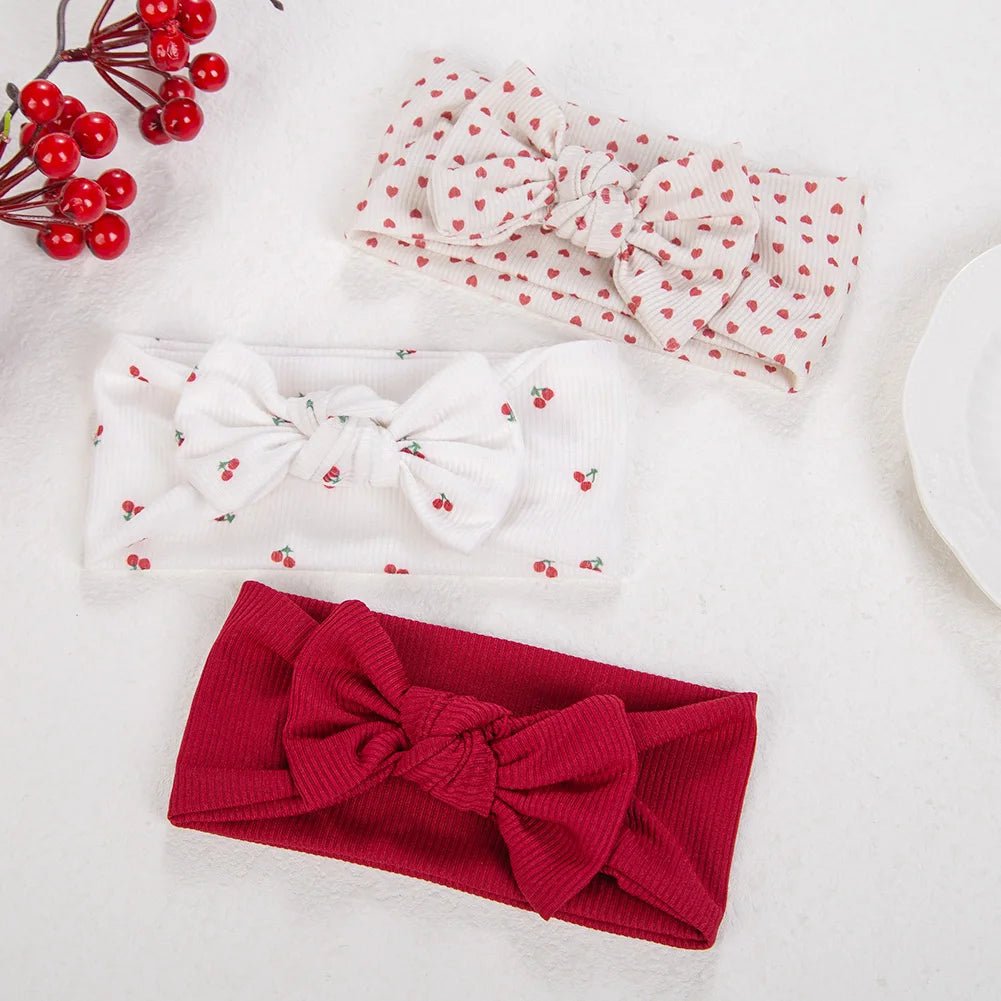 Lot 3 Bandeaux Bébé Fille Côtelés – Floral Cœur Marguerite Arc Vintage Accessoire Cheveux