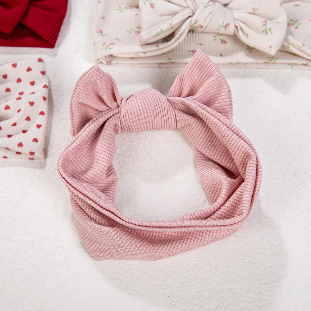 Lot 3 Bandeaux Bébé Fille Côtelés – Floral Cœur Marguerite Arc Vintage Accessoire Cheveux