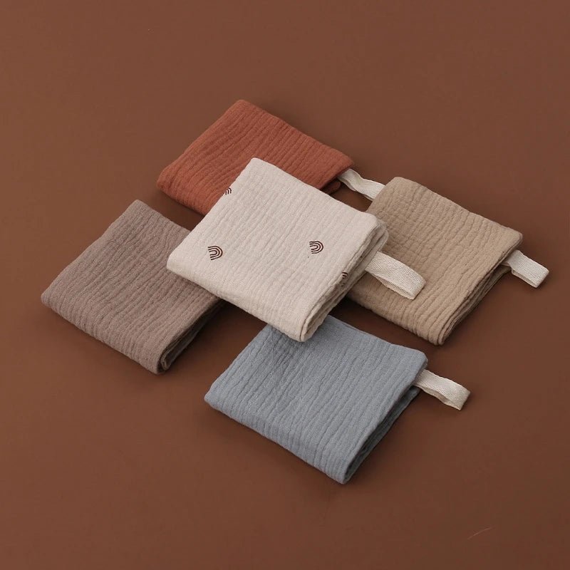 Lot 5 Carrés Mousseline Bébé Coton Doux – Débarbouillette Lavable Gant de Toilette Naissance Garçon Fille
