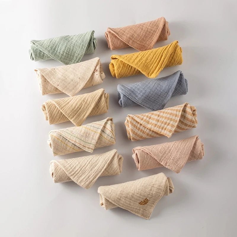 Lot 5 Carrés Mousseline Bébé Coton Doux – Débarbouillette Lavable Gant de Toilette Naissance Garçon Fille