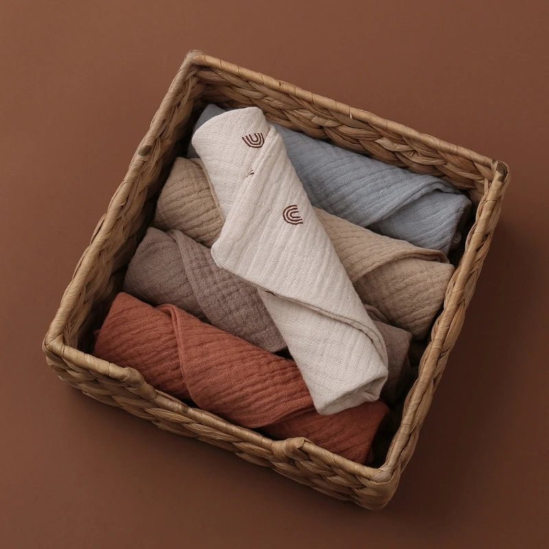 Lot 5 Carrés Mousseline Bébé Coton Doux – Débarbouillette Lavable Gant de Toilette Naissance Garçon Fille