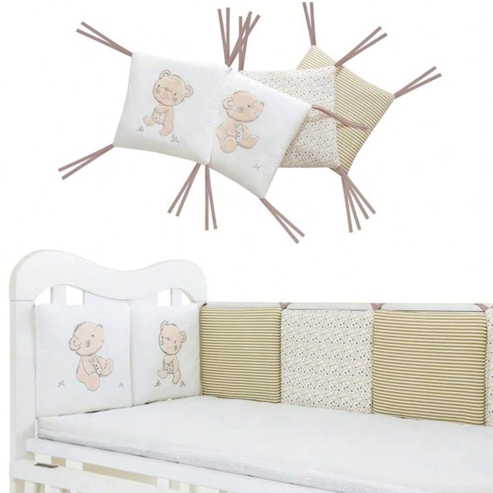 Lot 6 Coussinets Pare-Chocs Barreaux Lit Bébé 30x30cm – Protection Anti-Collision Berceau Coton