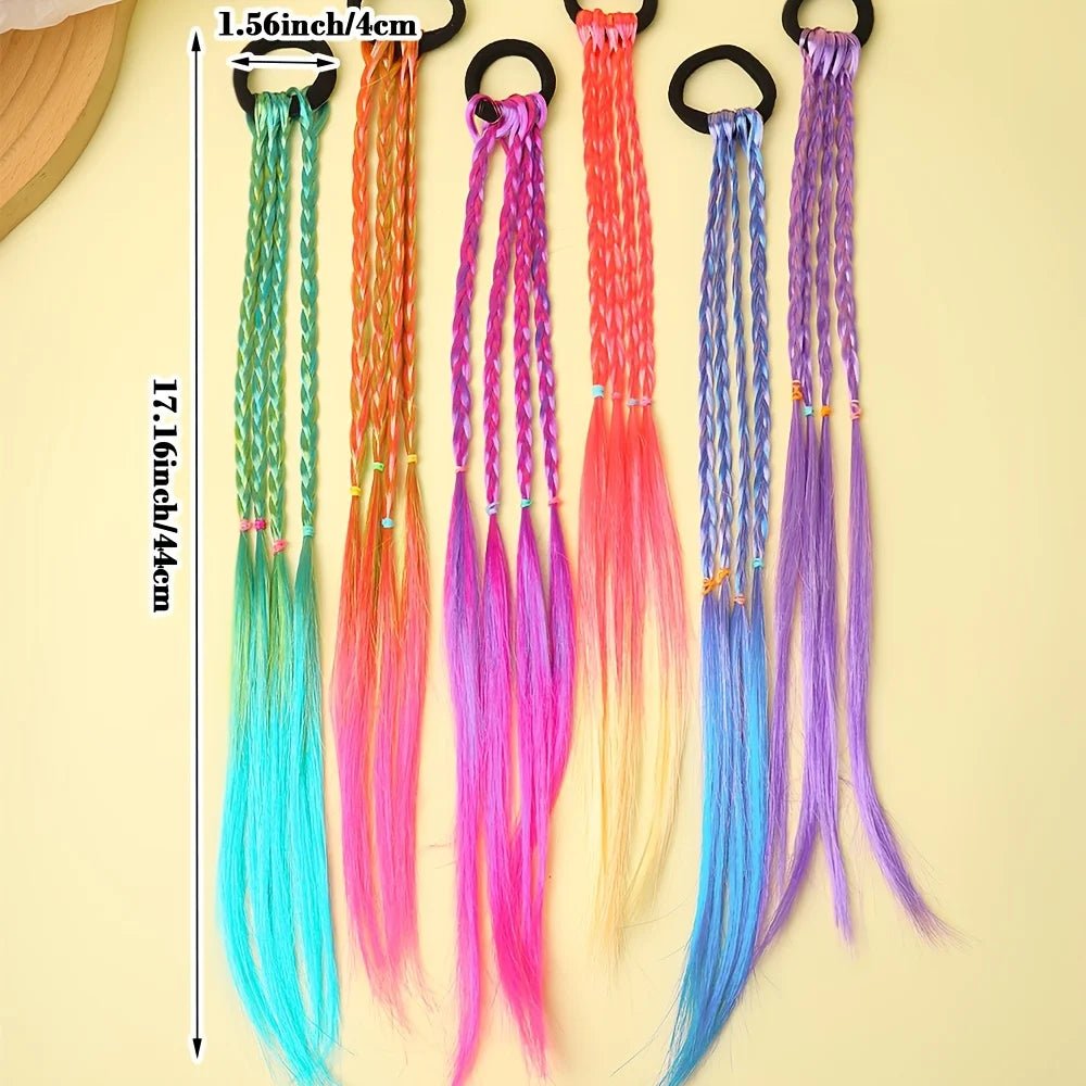 Lot 6 Élastiques Tressés Multicolores Style Bohème – Attaches Cheveux Fille Anti-Glisse