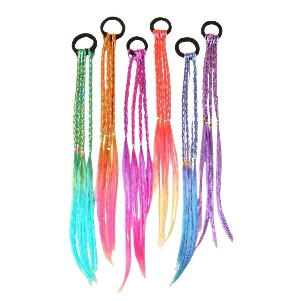 Lot 6 Élastiques Tressés Multicolores Style Bohème – Attaches Cheveux Fille Anti-Glisse