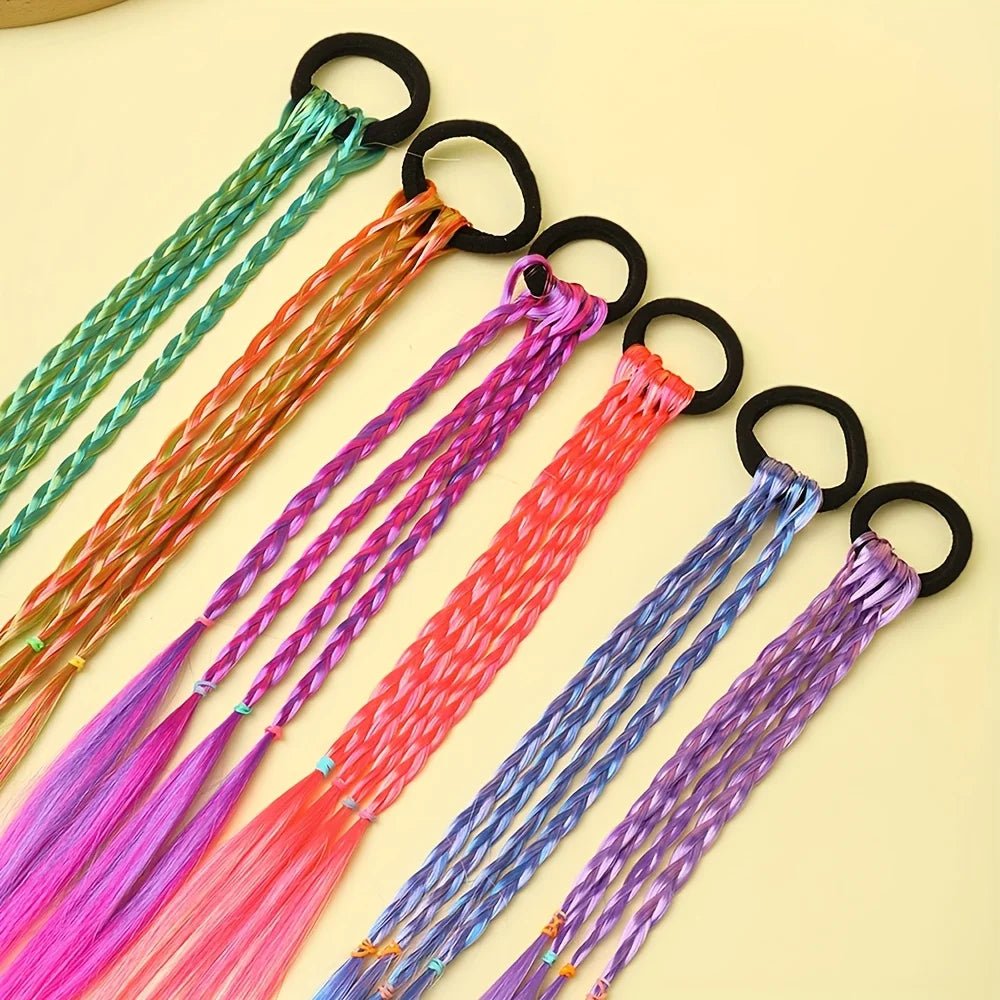 Lot 6 Élastiques Tressés Multicolores Style Bohème – Attaches Cheveux Fille Anti-Glisse