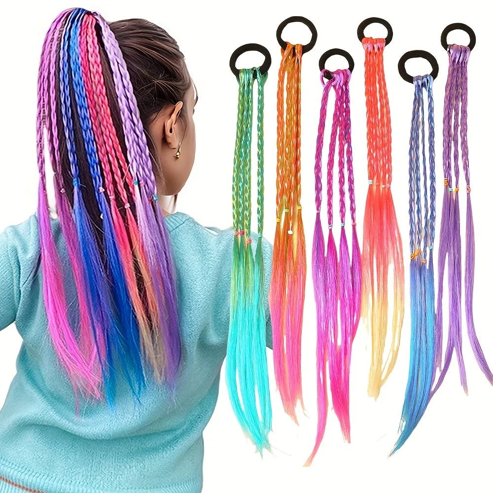 Lot 6 Élastiques Tressés Multicolores Style Bohème – Attaches Cheveux Fille Anti-Glisse