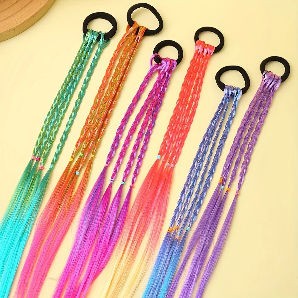 Lot 6 Élastiques Tressés Multicolores Style Bohème – Attaches Cheveux Fille Anti-Glisse