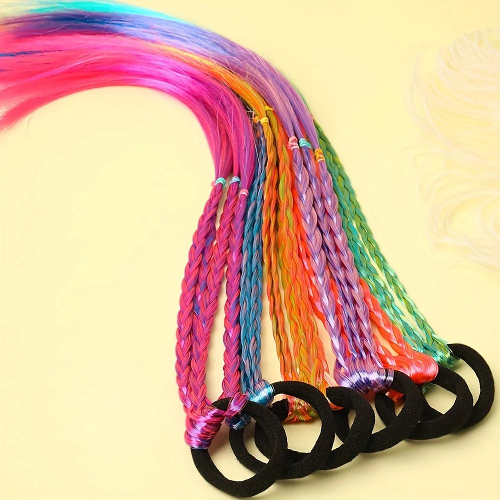 Lot 6 Élastiques Tressés Multicolores Style Bohème – Attaches Cheveux Fille Anti-Glisse