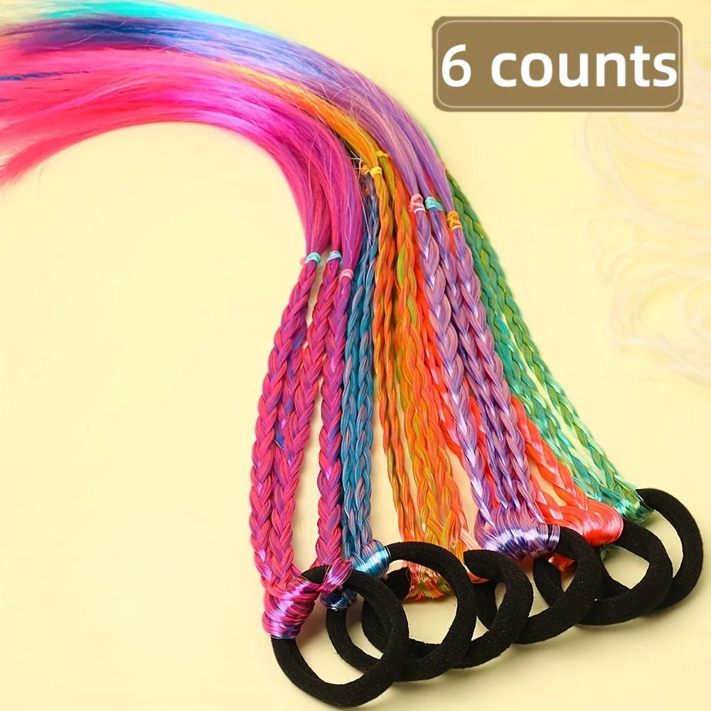 Lot 6 Élastiques Tressés Multicolores Style Bohème – Attaches Cheveux Fille Anti-Glisse