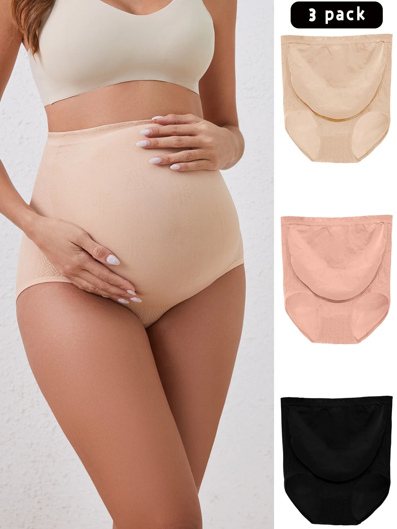 Lot de 3 Culottes de Grossesse Taille Haute — Coton Respirant, Maintien Ventre S-XL