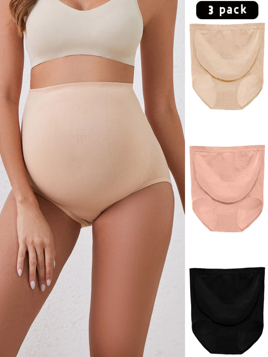 Lot de 3 Culottes de Grossesse Taille Haute — Coton Respirant, Maintien Ventre S-XL