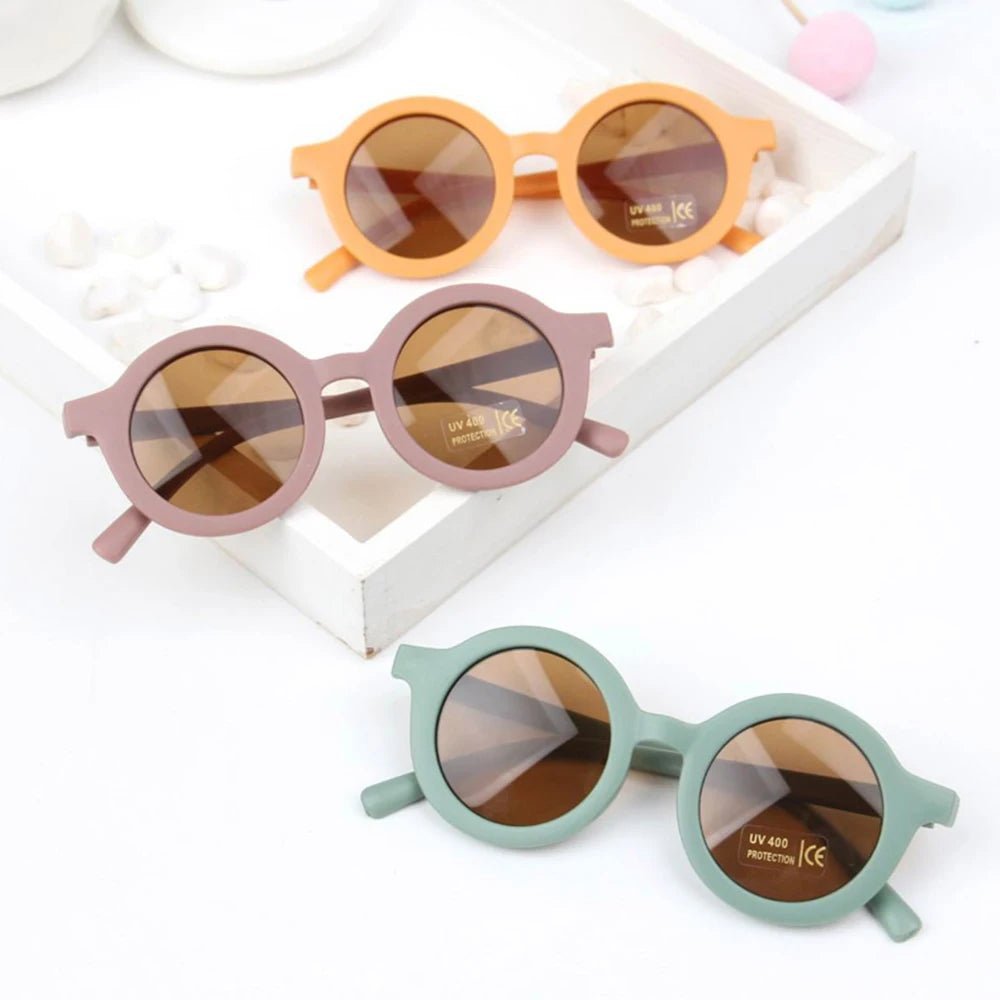Lunettes de Soleil Bébé UV400 – Rétro Rondes & Colorées