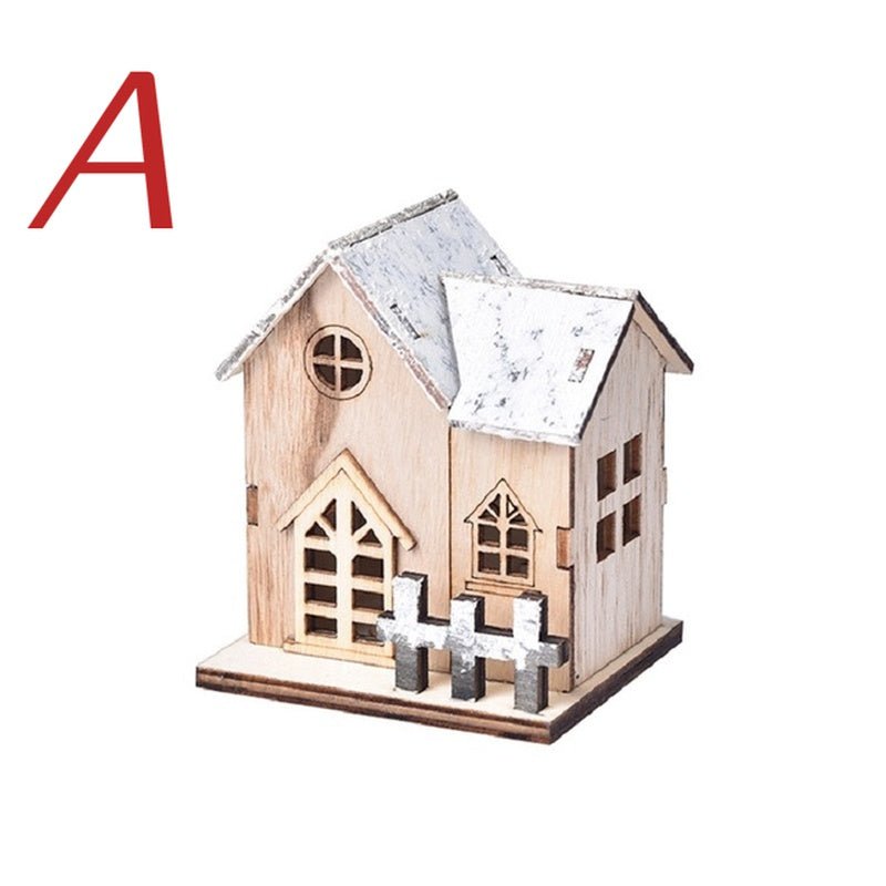 Maison Bois Lumineuse Noël LED – Village de Noël Miniature & Décoration Chalet Lumineux