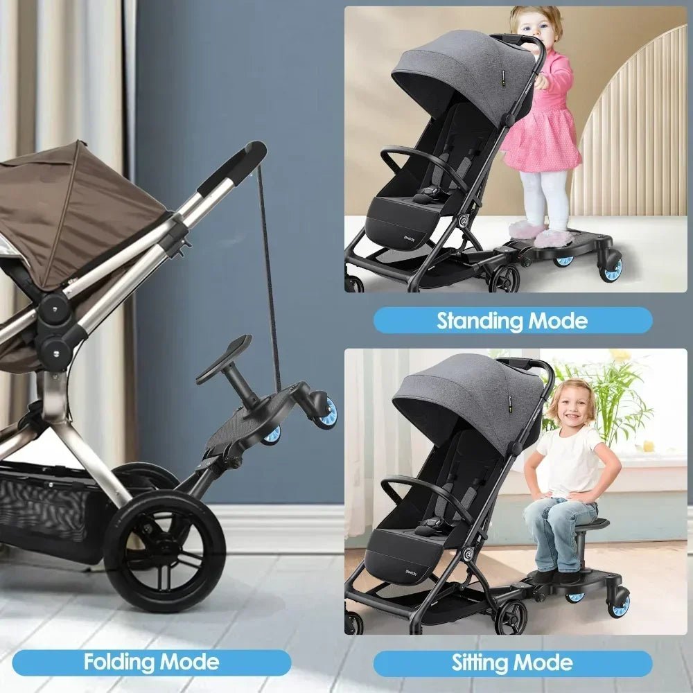 Planche poussette universelle 2-en-1 — Marchepied Siège Assis & Debout | 2ème Enfant Toutes Marques