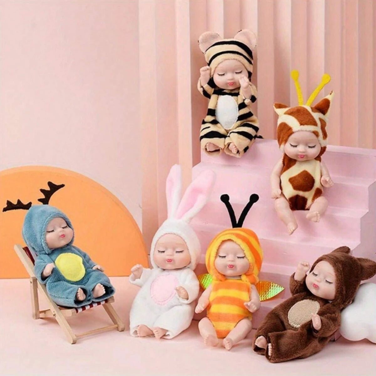 Mini Poupée Bébé Réaliste Animaux – Lot 1 ou 6 Pièces Jouet Fille Garçon Cadeau Anniversaire & Noël