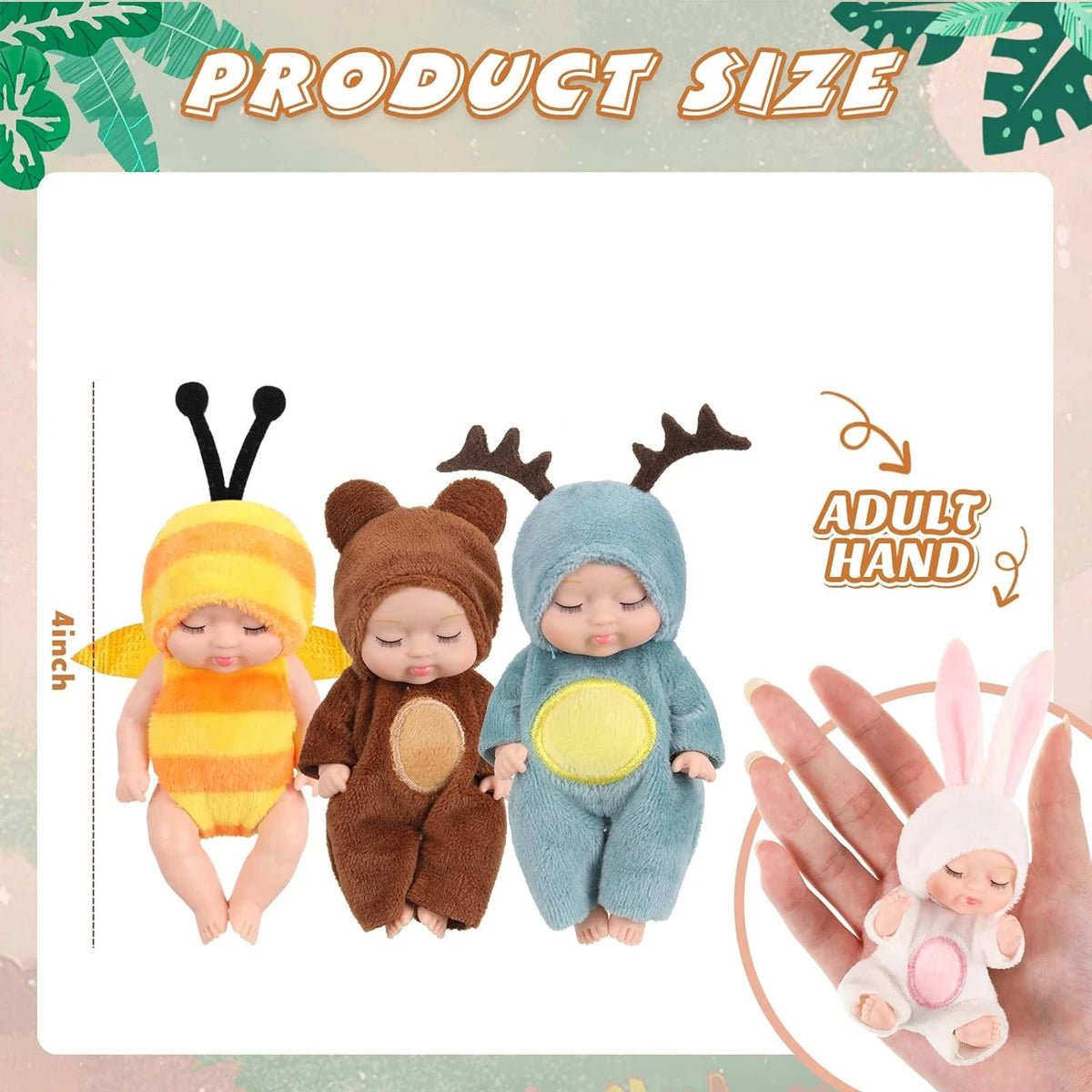 Mini Poupée Bébé Réaliste Animaux – Lot 1 ou 6 Pièces Jouet Fille Garçon Cadeau Anniversaire & Noël