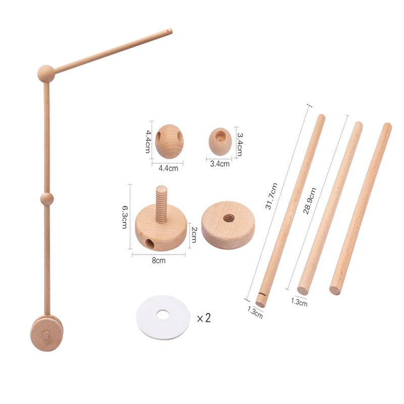 Mobile Lit Bébé Musical et Lumineux – Bois Naturel, Hochet Feutre Doux & Boîte à Musique Nouveau-Né