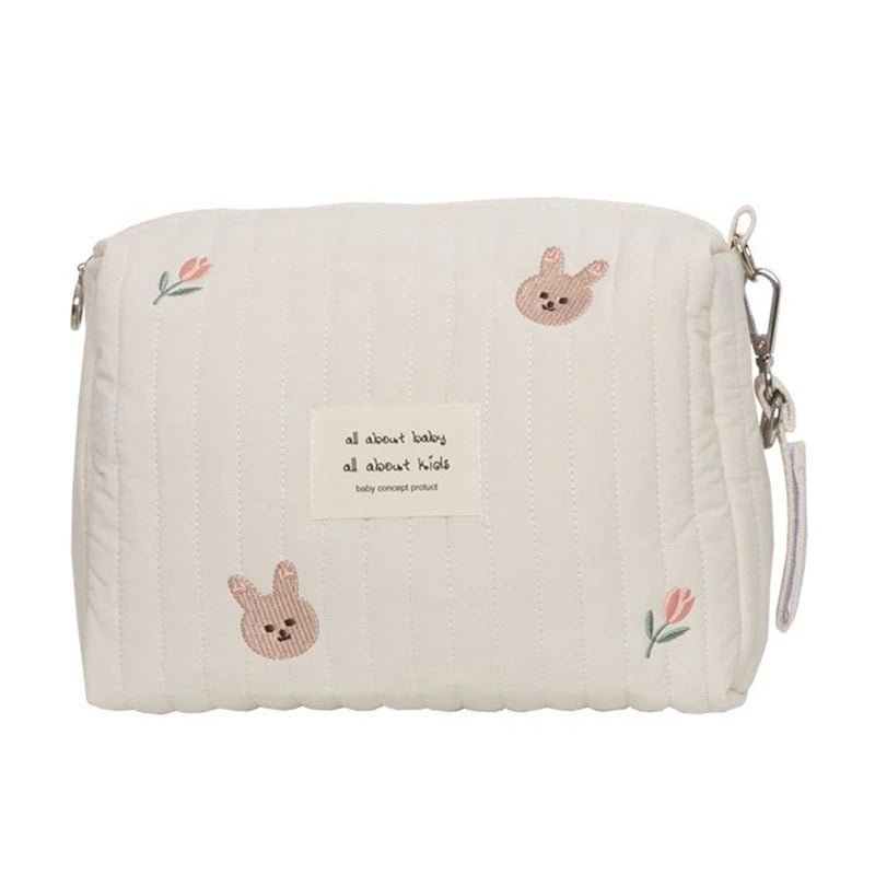 Organisateur de Sac à Langer pour Poussette – Motif Ours Brodé – Léger et Multifonction en Coton