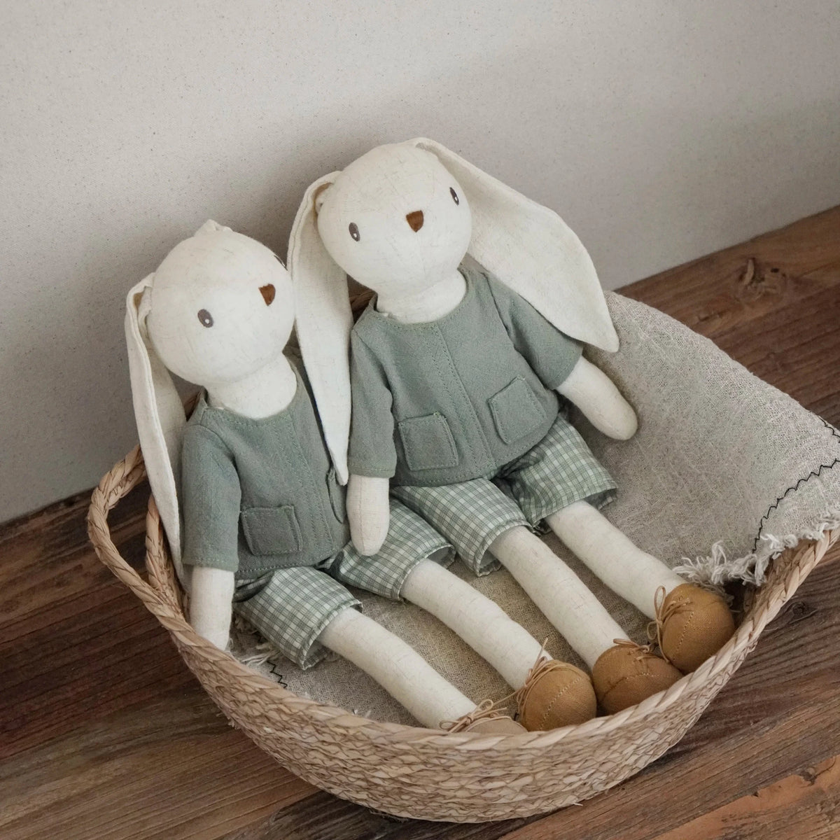 Peluche Lapin Kawaii 41cm – Doudou Lapin Robe Rose ou Ruban Vert Cadeau Naissance & Déco Chambre Bébé